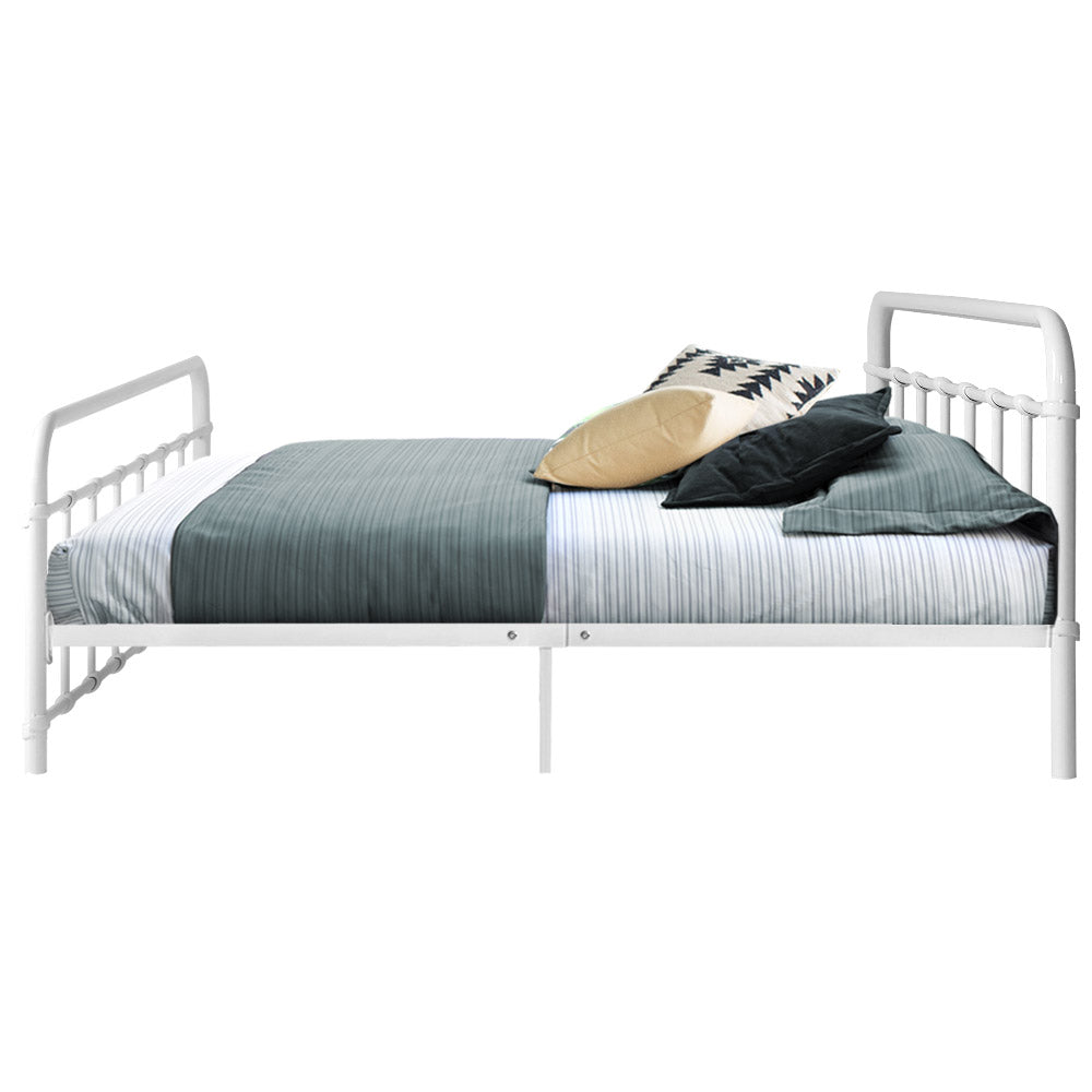 Artiss Bed Frame Metal Frames LEO - Queen (White) - Cosy Abode