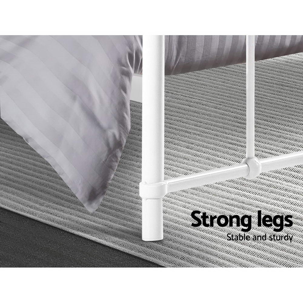 Artiss Bed Frame Metal Frames LEO - Queen (White) - Cosy Abode