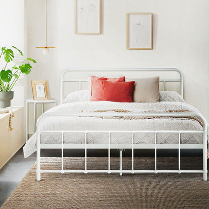 Artiss Bed Frame Metal Frames LEO - Queen (White) - Cosy Abode