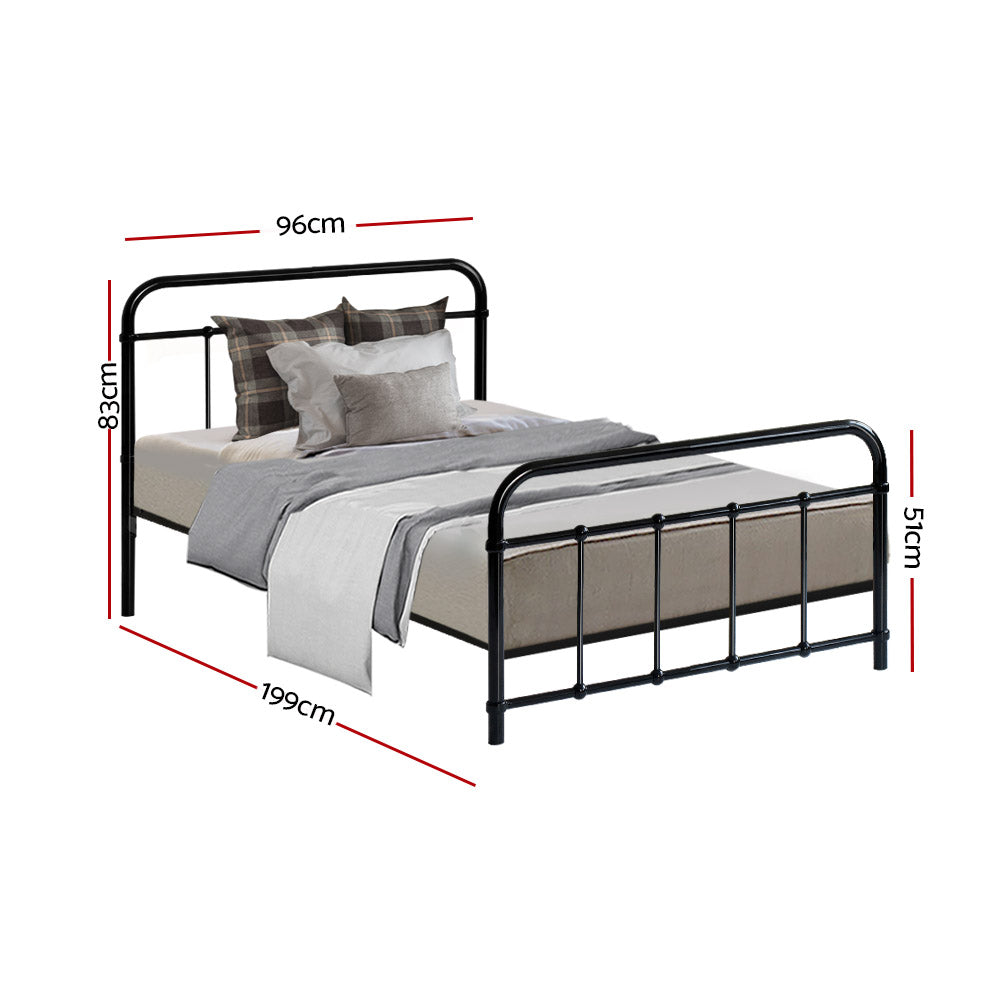 Artiss Bed Frame Metal Frames LEO - Single (Black) - Cosy Abode