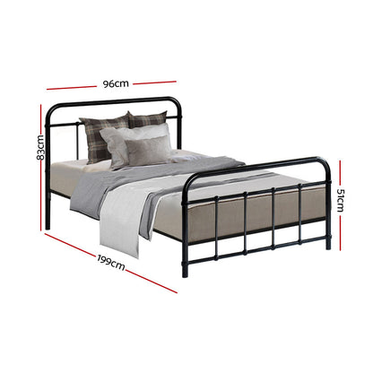 Artiss Bed Frame Metal Frames LEO - Single (Black) - Cosy Abode