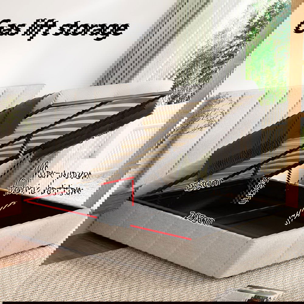 Artiss Bed Frame Queen Size Beige TETTE - Cosy Abode