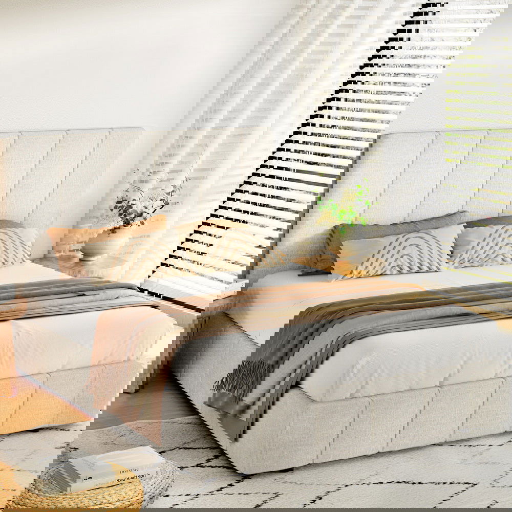 Artiss Bed Frame Queen Size Beige TETTE - Cosy Abode