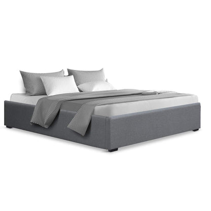Artiss Bed Frame Queen Size Gas Lift Base Grey TOKI - Cosy Abode