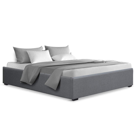 Artiss Bed Frame Queen Size Gas Lift Base Grey TOKI - Cosy Abode