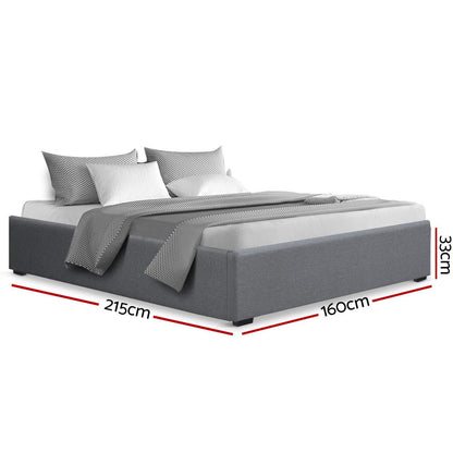 Artiss Bed Frame Queen Size Gas Lift Base Grey TOKI - Cosy Abode