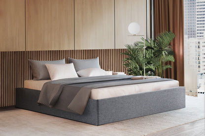 Artiss Bed Frame Queen Size Gas Lift Base Grey TOKI - Cosy Abode