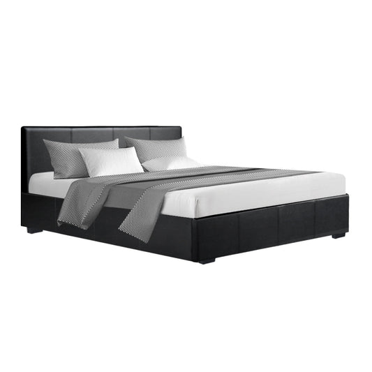 Artiss Bed Frame Queen Size Gas Lift Black NINO - Cosy Abode