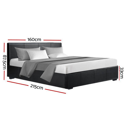 Artiss Bed Frame Queen Size Gas Lift Black NINO - Cosy Abode