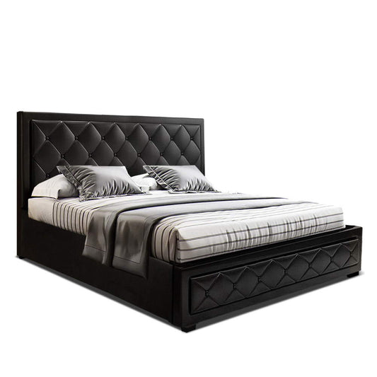 Artiss Bed Frame Queen Size Gas Lift Black TIYO - Cosy Abode