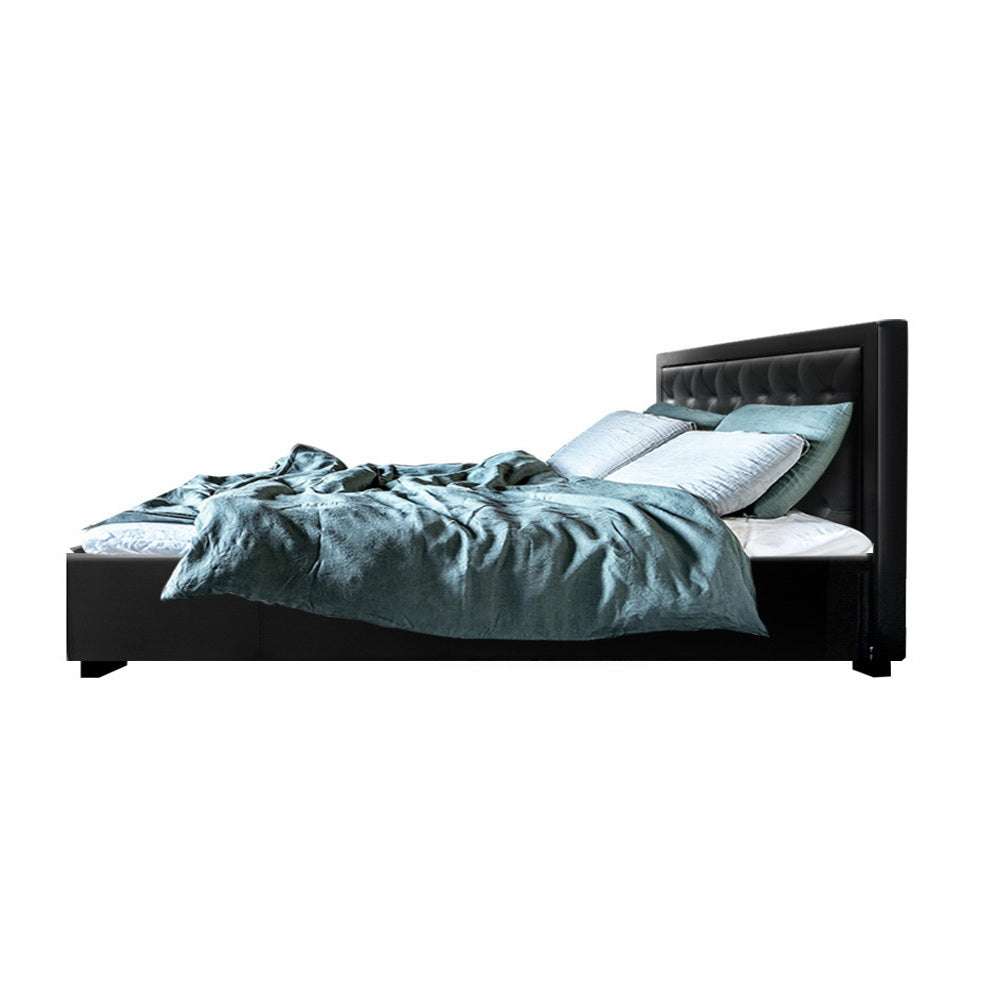 Artiss Bed Frame Queen Size Gas Lift Black TIYO - Cosy Abode