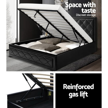 Artiss Bed Frame Queen Size Gas Lift Black TIYO - Cosy Abode