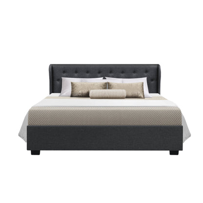 Artiss Bed Frame Queen Size Gas Lift Charcoal ISSA - Cosy Abode