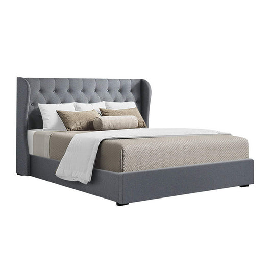 Artiss Bed Frame Queen Size Gas Lift Grey ISSA - Cosy Abode
