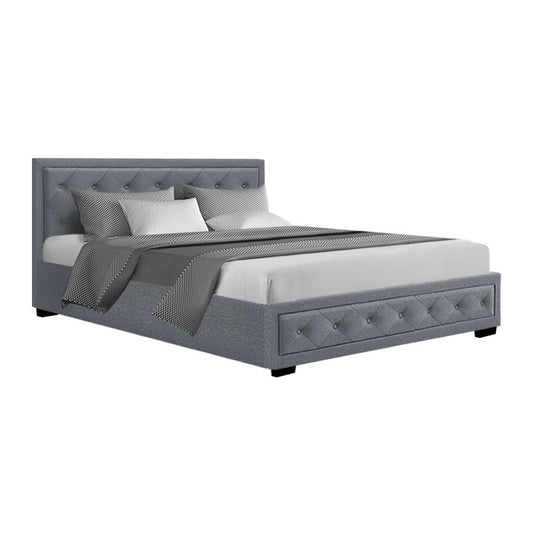 Artiss Bed Frame Queen Size Gas Lift Grey TIYO - Cosy Abode