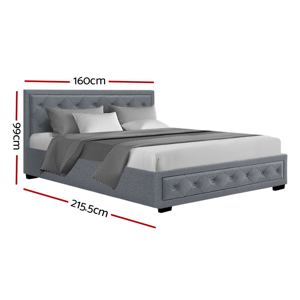 Artiss Bed Frame Queen Size Gas Lift Grey TIYO - Cosy Abode