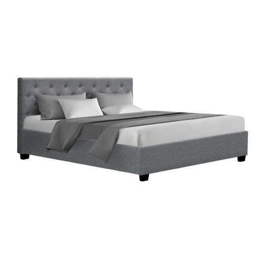 Artiss Bed Frame Queen Size Gas Lift Grey VILA - Cosy Abode
