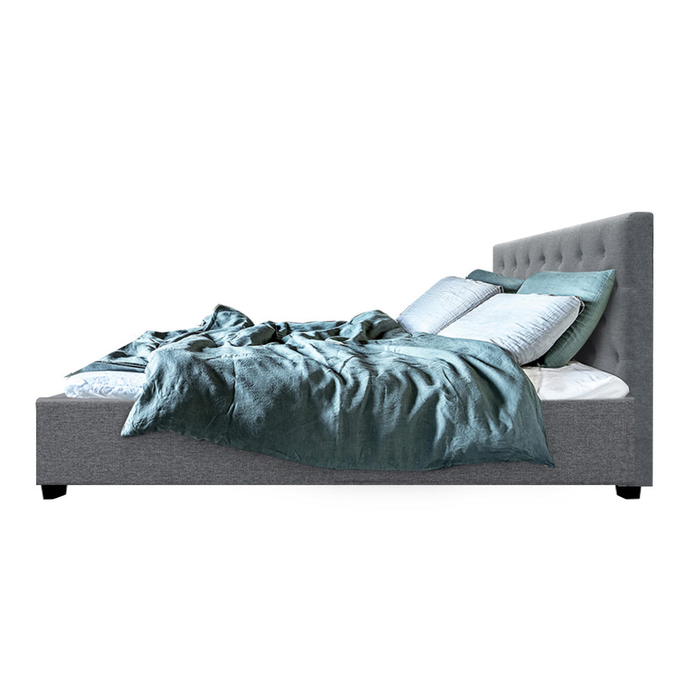 Artiss Bed Frame Queen Size Gas Lift Grey VILA - Cosy Abode