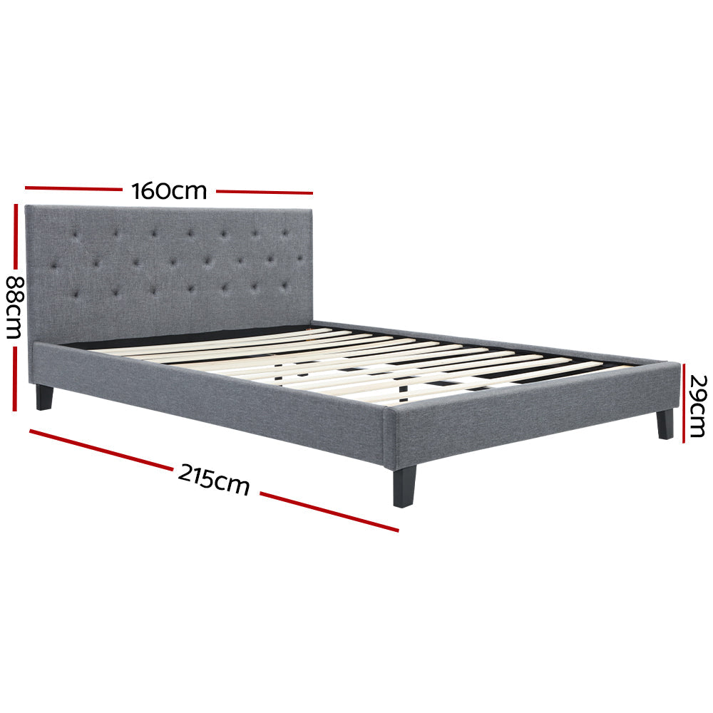 Artiss Bed Frame Queen Size Grey VANKE - Cosy Abode