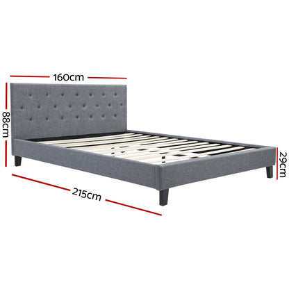 Artiss Bed Frame Queen Size Grey VANKE - Cosy Abode