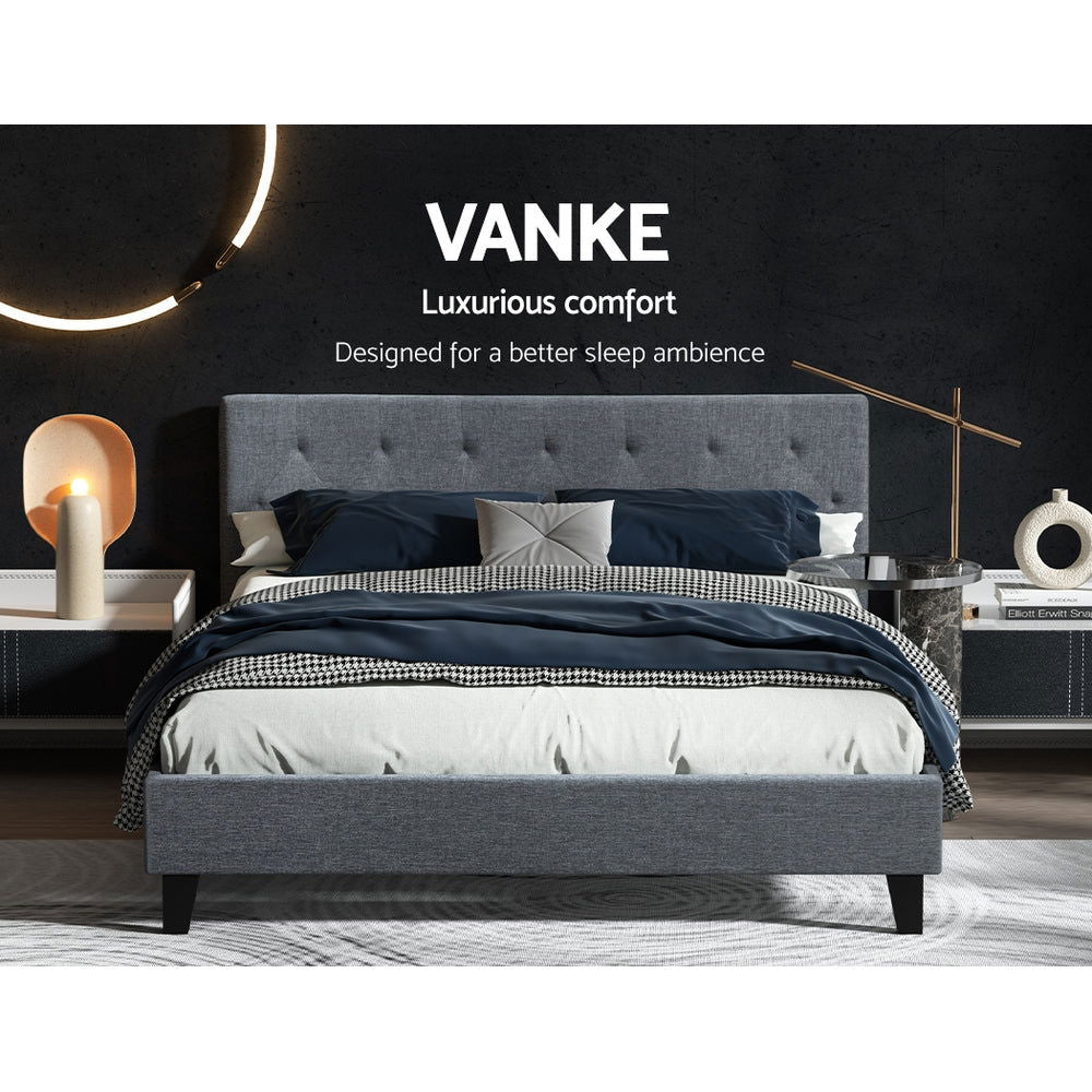 Artiss Bed Frame Queen Size Grey VANKE - Cosy Abode