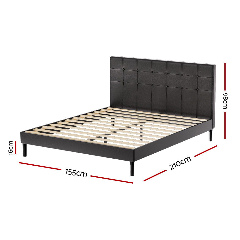 Artiss Bed Frame Queen Size LED Black RAVI - Cosy Abode