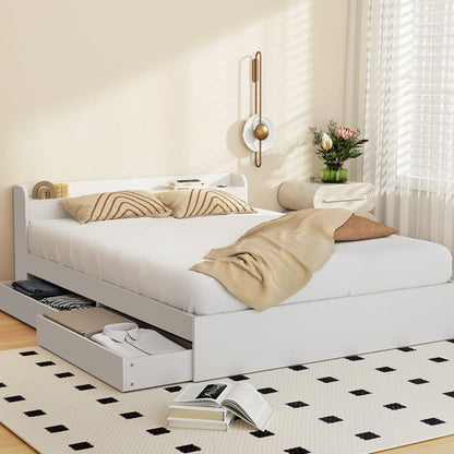 Artiss Bed Frame Queen Size Mattress Base wtih Charging Ports 2 Storage Drawers - Cosy Abode