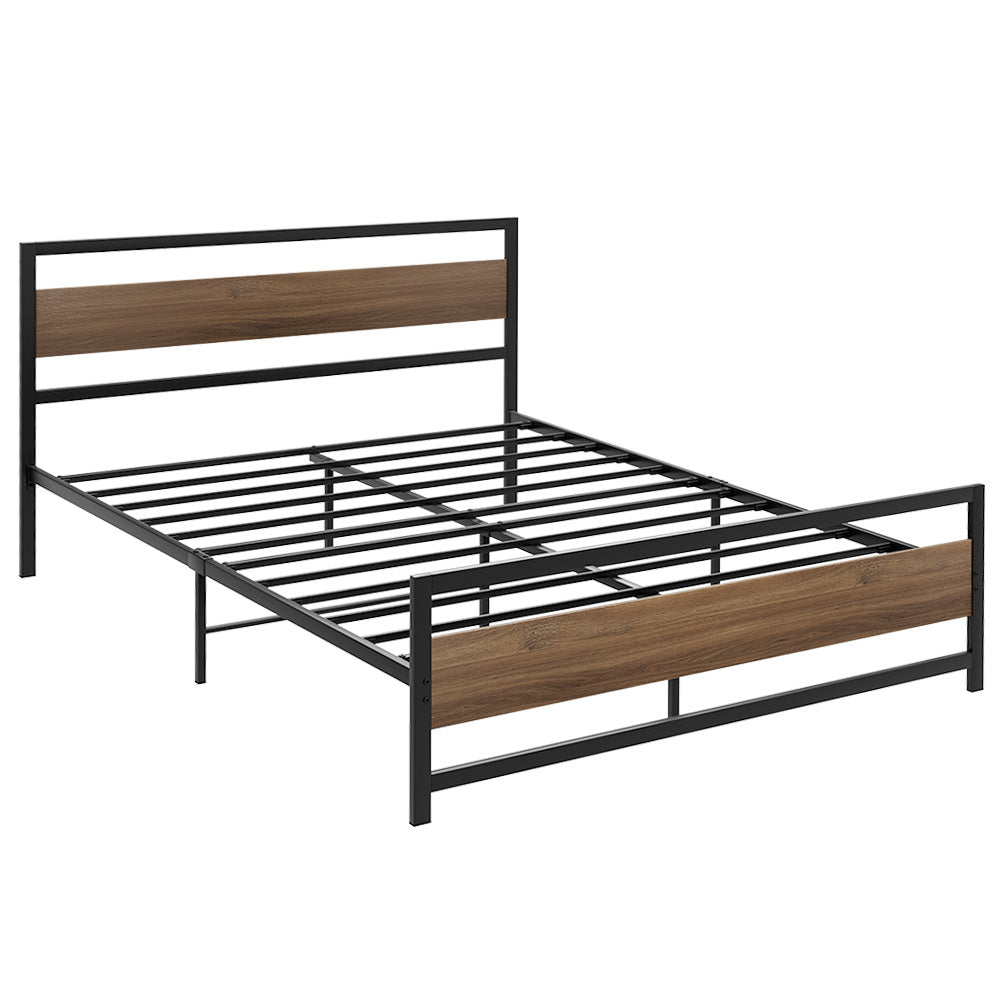 Artiss Bed Frame Queen Size Metal Base Mattress Platform Foundation Black DREW - Cosy Abode