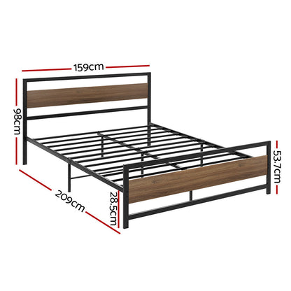 Artiss Bed Frame Queen Size Metal Base Mattress Platform Foundation Black DREW - Cosy Abode