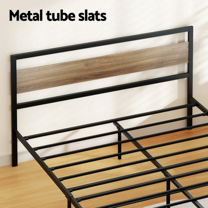Artiss Bed Frame Queen Size Metal Base Mattress Platform Foundation Black DREW - Cosy Abode