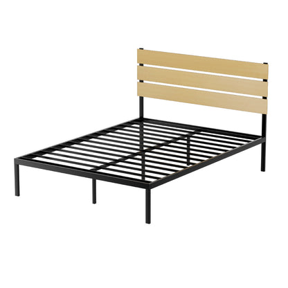 Artiss Bed Frame Queen Size Metal Base Mattress Platform Foundation Black PAULA - Cosy Abode