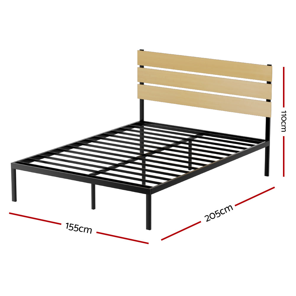 Artiss Bed Frame Queen Size Metal Base Mattress Platform Foundation Black PAULA - Cosy Abode