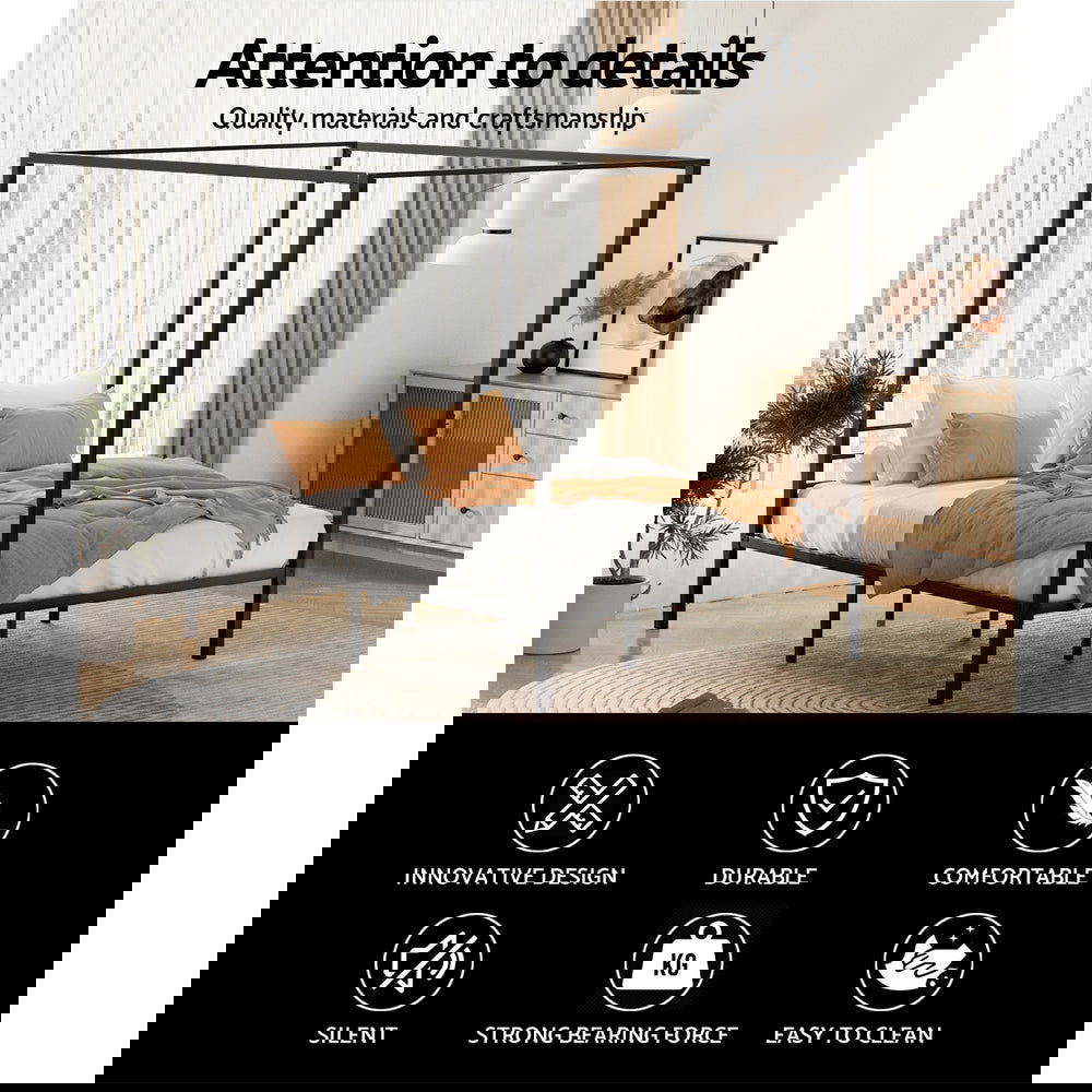 Artiss Bed Frame Queen Size Metal Frame POCHY - Cosy Abode