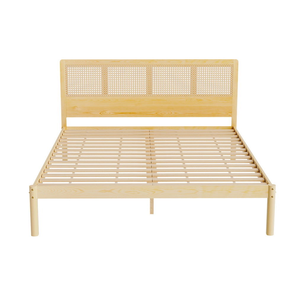 Artiss Bed Frame Queen Size Rattan Wooden RITA - Cosy Abode