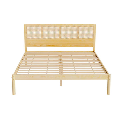 Artiss Bed Frame Queen Size Rattan Wooden RITA - Cosy Abode