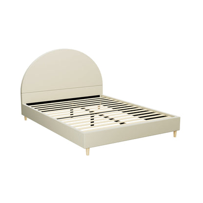 Artiss Bed Frame Queen Size Velvet Cream ELLA - Cosy Abode