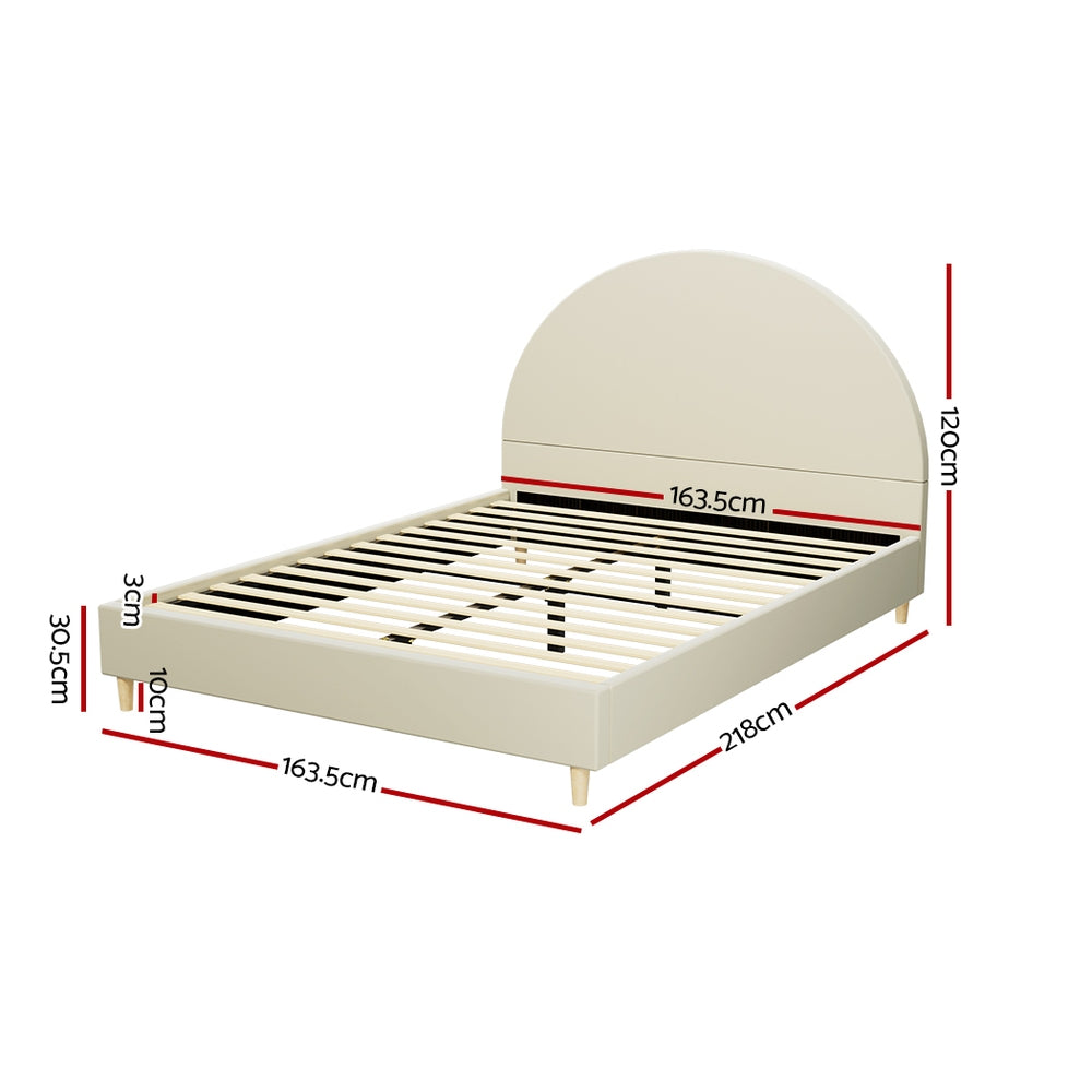 Artiss Bed Frame Queen Size Velvet Cream ELLA - Cosy Abode