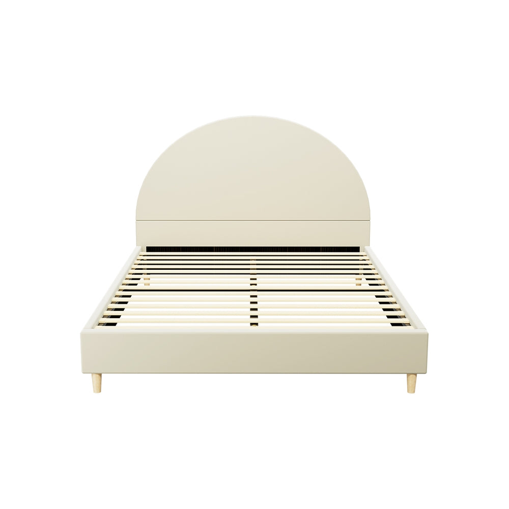 Artiss Bed Frame Queen Size Velvet Cream ELLA - Cosy Abode