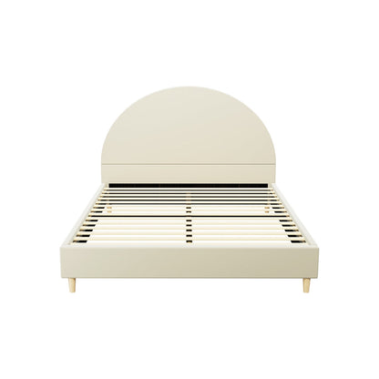 Artiss Bed Frame Queen Size Velvet Cream ELLA - Cosy Abode