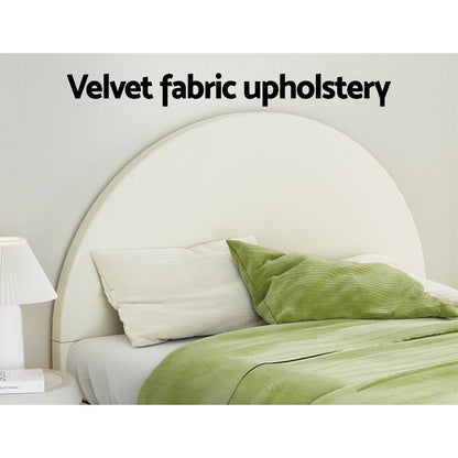 Artiss Bed Frame Queen Size Velvet Cream ELLA - Cosy Abode