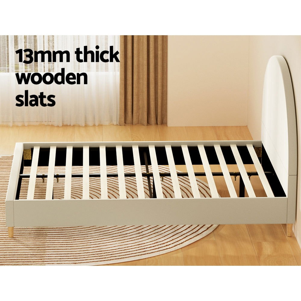 Artiss Bed Frame Queen Size Velvet Cream ELLA - Cosy Abode
