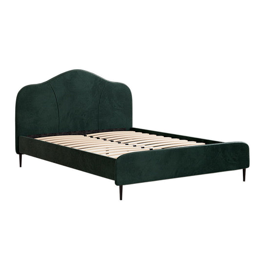 Artiss Bed Frame Queen Size Velvet Dark Green OLAN - Cosy Abode
