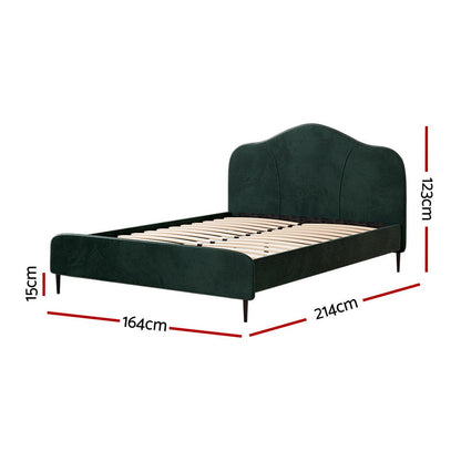 Artiss Bed Frame Queen Size Velvet Dark Green OLAN - Cosy Abode