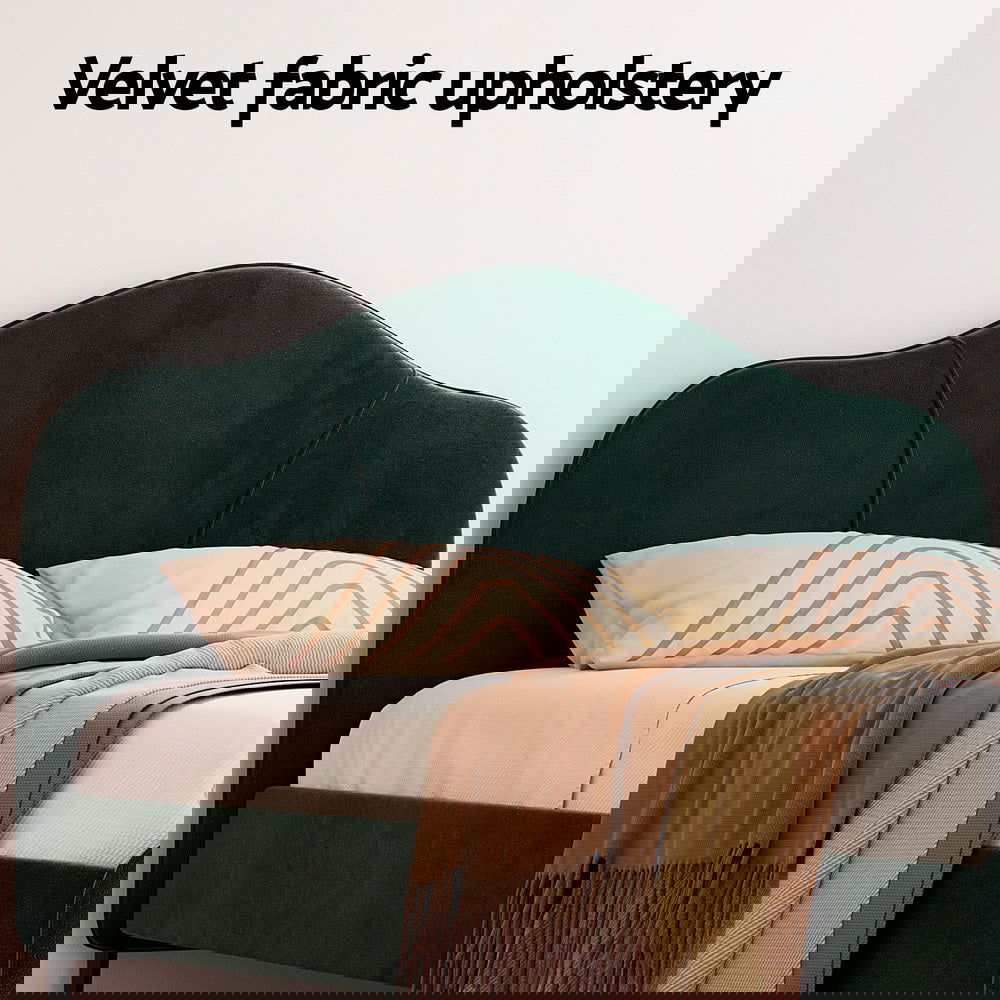 Artiss Bed Frame Queen Size Velvet Dark Green OLAN - Cosy Abode