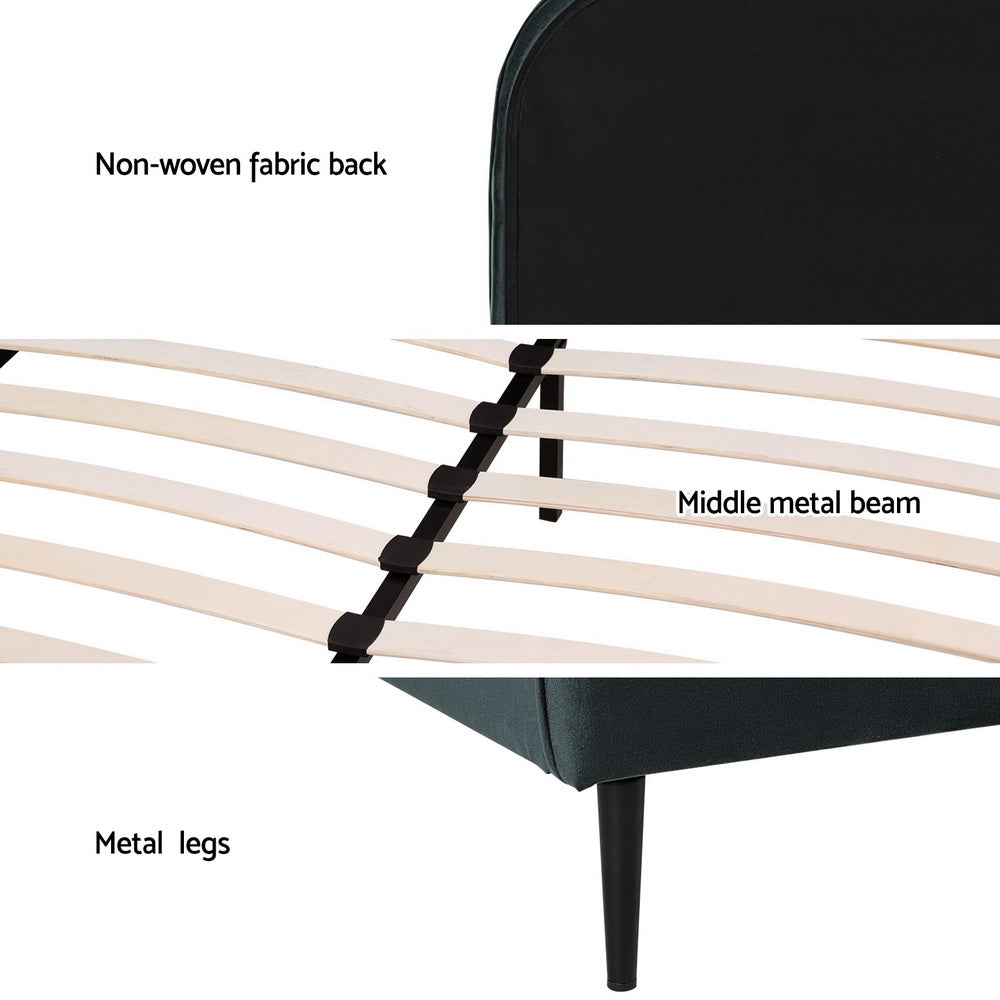 Artiss Bed Frame Queen Size Velvet Dark Green OLAN - Cosy Abode