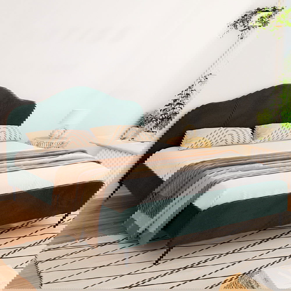 Artiss Bed Frame Queen Size Velvet Dark Green OLAN - Cosy Abode