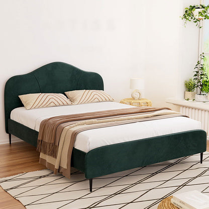 Artiss Bed Frame Queen Size Velvet Dark Green OLAN - Cosy Abode