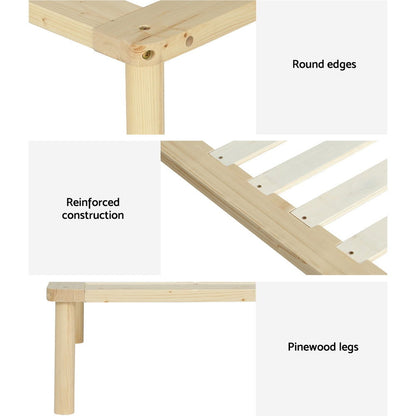 Artiss Bed Frame Queen Size Wooden Base Mattress Platform Timber Pine AMBA - Cosy Abode
