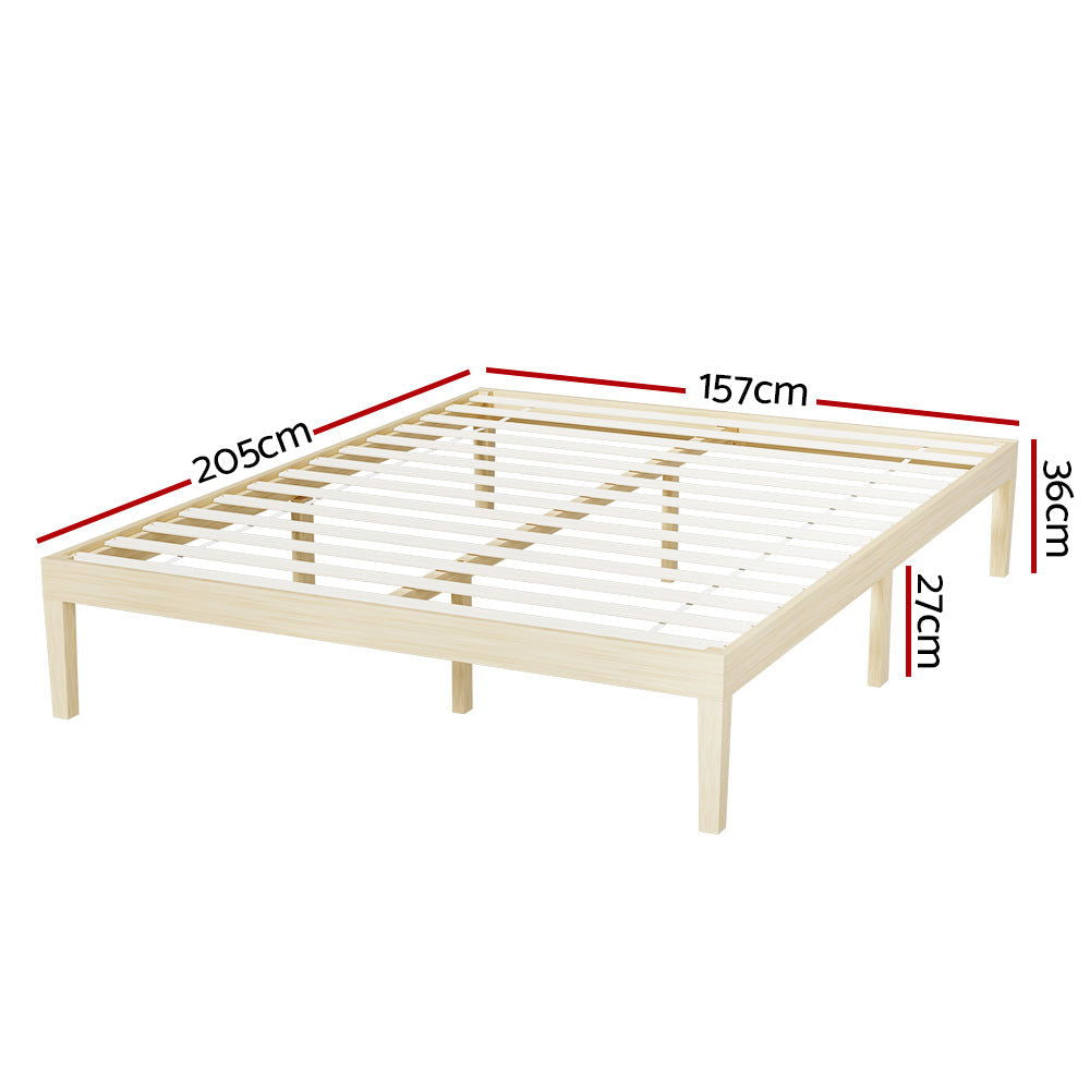 Artiss Bed Frame Queen Size Wooden Base Mattress Platform Timber Pine BRUNO - Cosy Abode