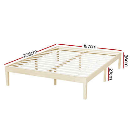 Artiss Bed Frame Queen Size Wooden Base Mattress Platform Timber Pine BRUNO - Cosy Abode